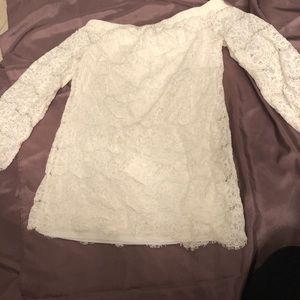 Cream lace off shoulder dress